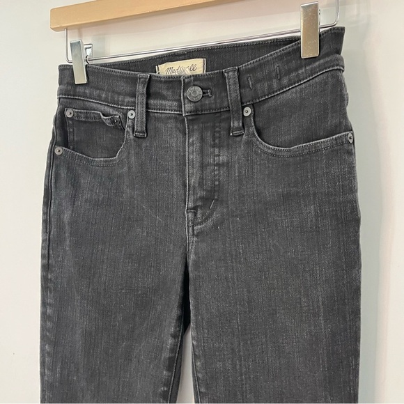 Madewell 25P Kick Out Crop Jeans petite black 0420 Midrise solid flare - Picture 5 of 12